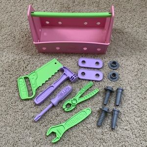 Green Toys Tool Set, Pink - 14 Piece Pretend Play